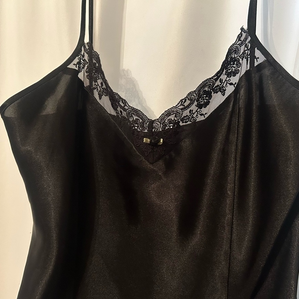 Sophia By Delicates Elegant Black Lace Trim Nightgown